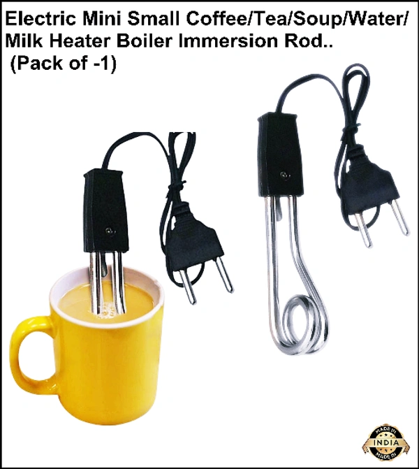 Electric Instant Immersion Mini Heater for Coffee/Tea/Soup/Water/Milk Heater Boiler Immersion Rod. (Black)